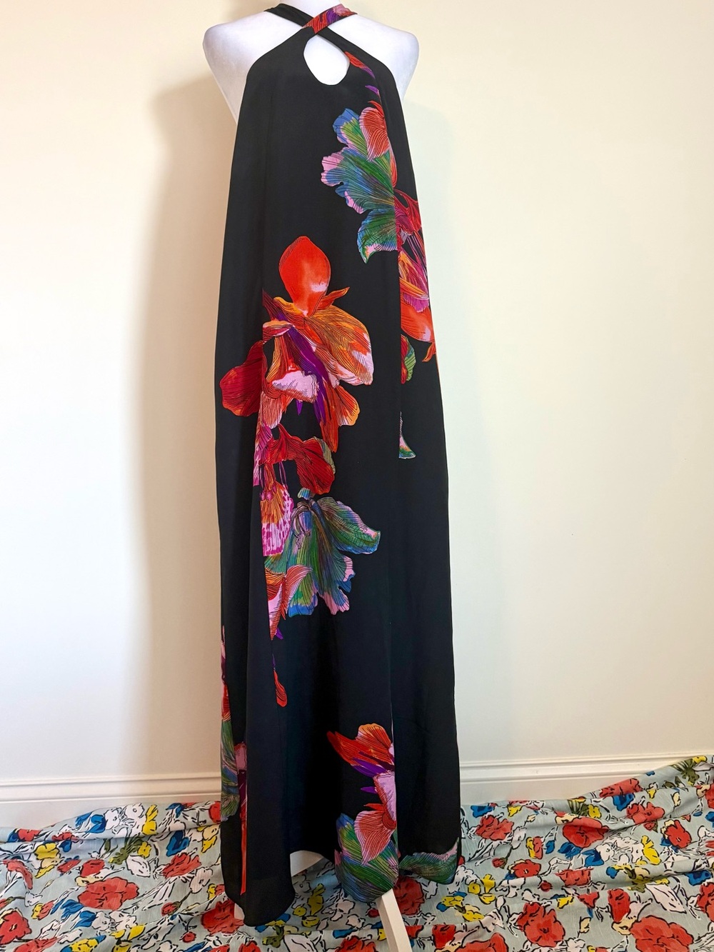 Maeve Anthropologie Caymen silk maxi dress floral Print size small 100% silk